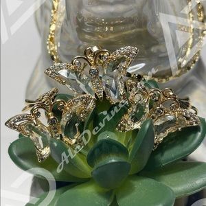 Clear Crystal Butterfly set (gold plated)